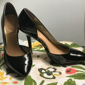 BCBG black patent leather pumps